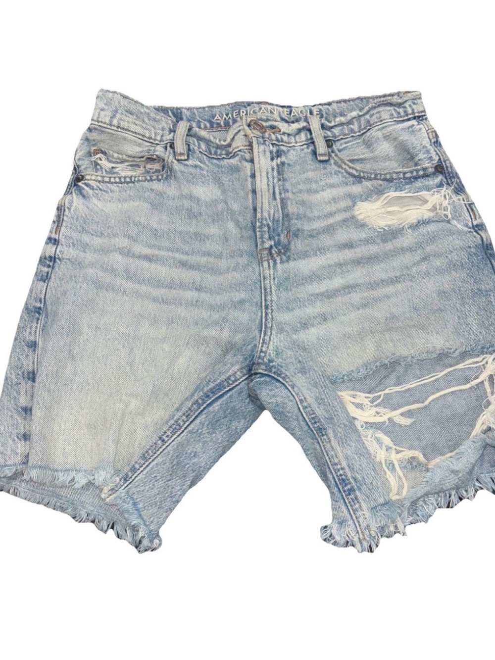 American Eagle Outfitters Light Wash Distressed Denim Shorts Women’s size 0 - Picture 1 of 5